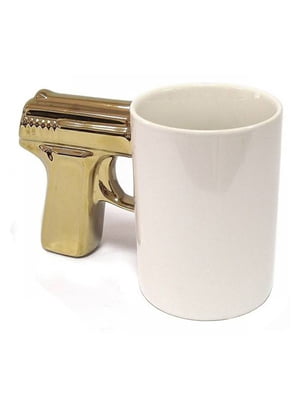 Чашка «Пістолет» із золотою ручкою (300 мл) | 5738184