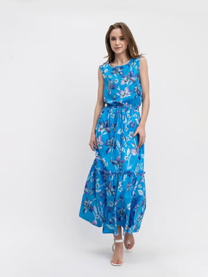 Платье голубое с цветочным принтом | 5306103