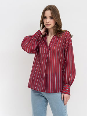 Блуза бордовая в полоску | 5703580