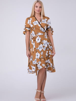 Сукня коричнева у квітковий принт | 5743527