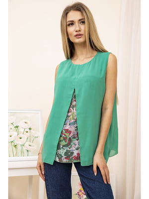 Блуза зелена з принтом | 5749360