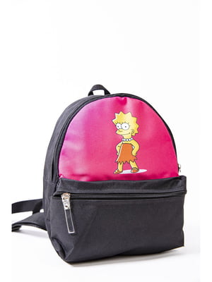 Рюкзак чорно-рожевий з принтом | 5749773