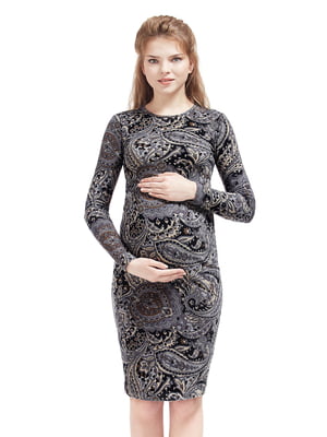 Сукня для вагітних сіра у принт | 5770518