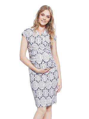Сукня для вагітних біла у візерунок | 5770613