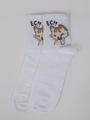 Шкарпетки білі в принт | 5773136