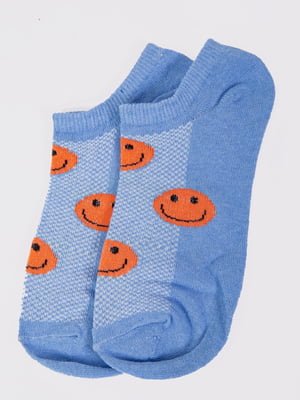 Шкарпетки блакитні в принт | 5773143