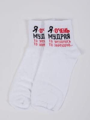 Шкарпетки білі в принт | 5773156