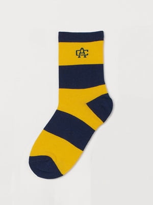 Шкарпетки двоколірні в смужку і з логотипом | 5779191
