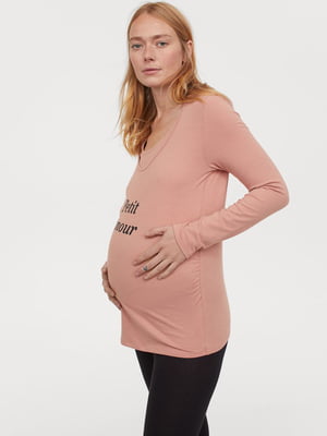 Лонгслів для вагітних рожевий в принт | 5780196