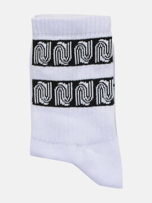 Шкарпетки білі в принт | 5785273