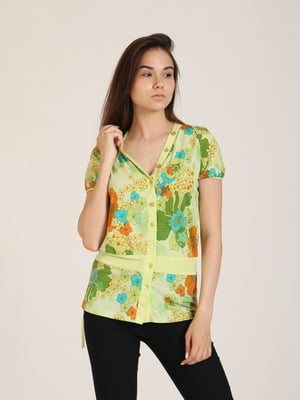 Блуза комбінованого кольору в квітковий принт | 5794005