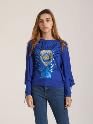 Блуза синяя с рисунком | 5794565