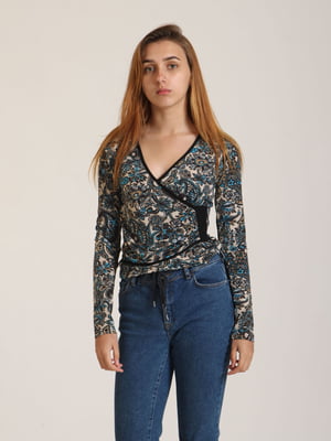 Блуза комбінованого кольору в квітковий принт | 5794575