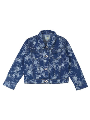 Куртка синя в квітковий принт | 5790189