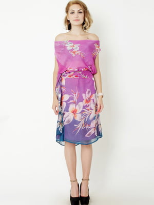 Платье комбинированного цвета в цветочный принт | 5792710