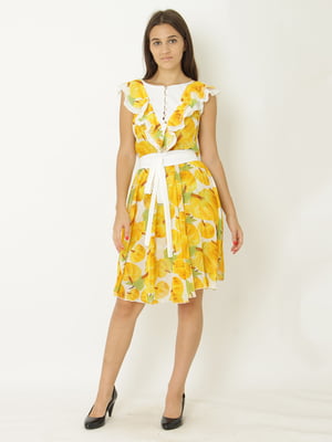 Платье комбинированного цвета в цветочный принт | 5792766