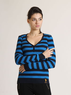 Пуловер комбинированного цвета в полоску | 5795430