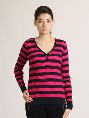 Пуловер комбинированного цвета в полоску | 5795431
