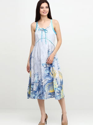 Платье комбинированного цвета в цветочный принт | 5796046