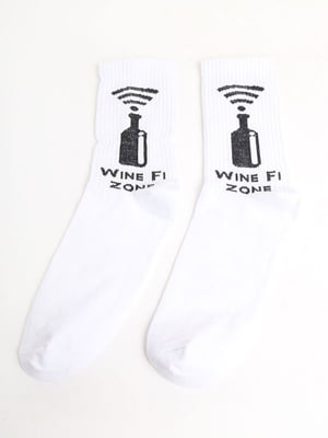 Шкарпетки білі в принт | 5798468