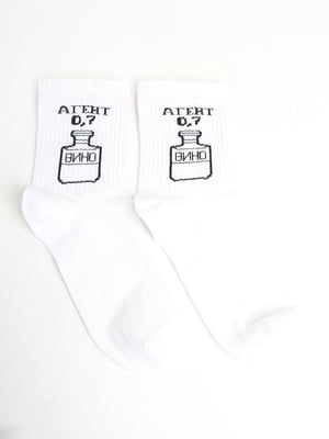 Шкарпетки білі в принт | 5798495
