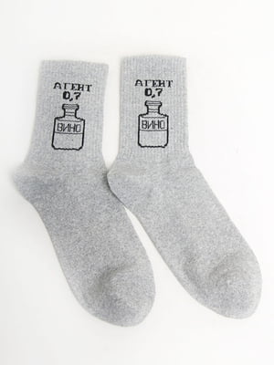Шкарпетки сірі в принт | 5798570
