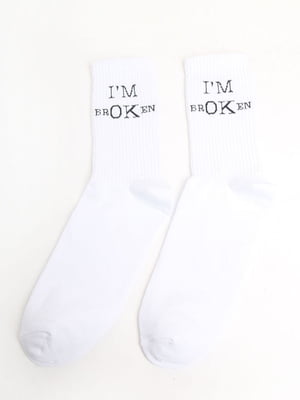 Шкарпетки білі в принт | 5798653
