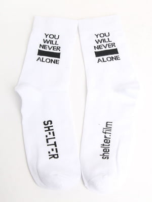 Шкарпетки білі в принт | 5798668
