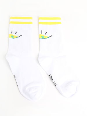 Шкарпетки білі в смужку і в принт | 5798723