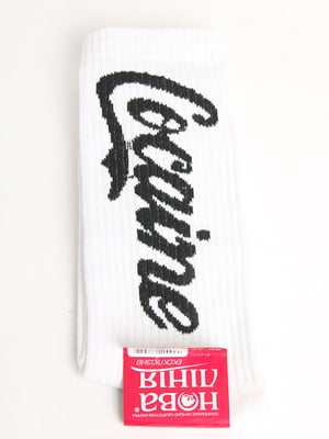 Шкарпетки білі в принт | 5798750