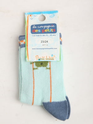 Шкарпетки блакитні в смужку і в принт | 5791966