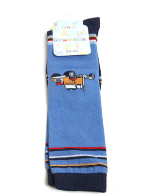 Шкарпетки сині в смужку і в принт | 5797159