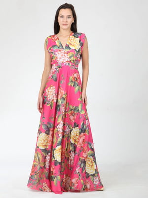 Платье розовое в цветочный принт | 5797354