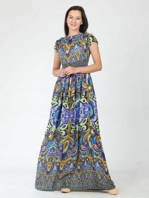 Платье комбинированного цвета с орнаментом | 5798097
