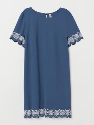Платье синее с цветочным орнаментом | 5801207