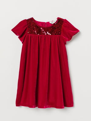 Платье красное с декором бархатное | 5804149