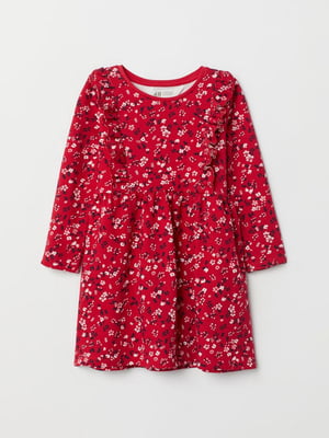 Сукня червона з квітковим принтом | 5804627