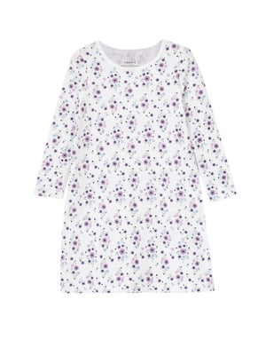 Рубашка ночная белая с цветочным принтом | 5806512