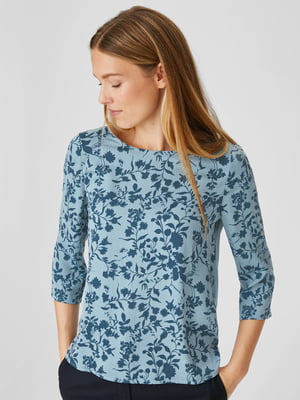 Блуза блакитна з принтом | 5808726