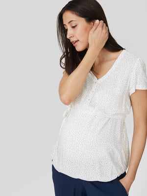 Блуза для беременных белая в горох | 5808941