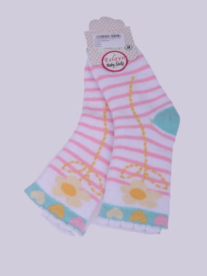 Шкарпетки комбінованого кольору в смужку і в квітковий принт | 5792814