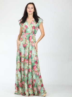 Платье комбинированного цвета в цветочный принт | 5797362