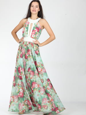 Платье комбинированного цвета в цветочный принт | 5797363