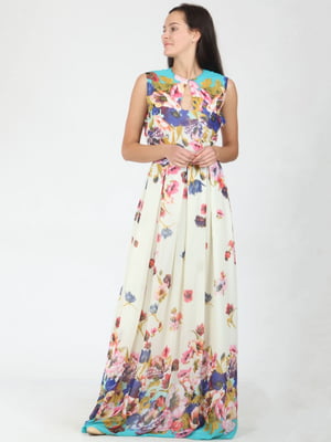 Платье комбинированного цвета в цветочный принт | 5797365