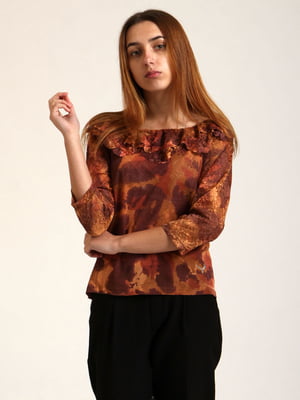Блуза комбинированного цвета в принт | 5810494