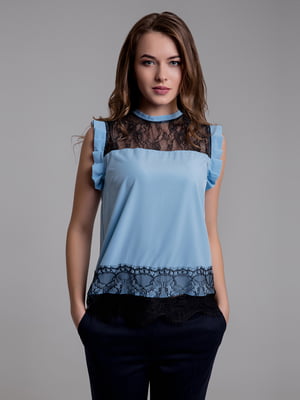 Блуза блакитна з візерунком | 5810949