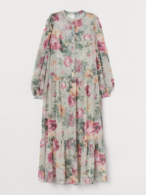 Платье ментолового цвета в цветочный принт | 5818576