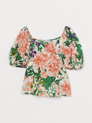 Блуза комбинированного цвета в цветочный принт | 5819432