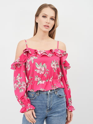 Блуза розовая в цветочный принт | 5818601