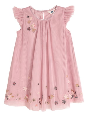 Платье розовое с вышивкой | 5820533